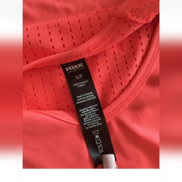 RBX Women's Neon Orange Active Wear Eyelet Short Sleeve Shirt Size Small - Picture 6 of 6